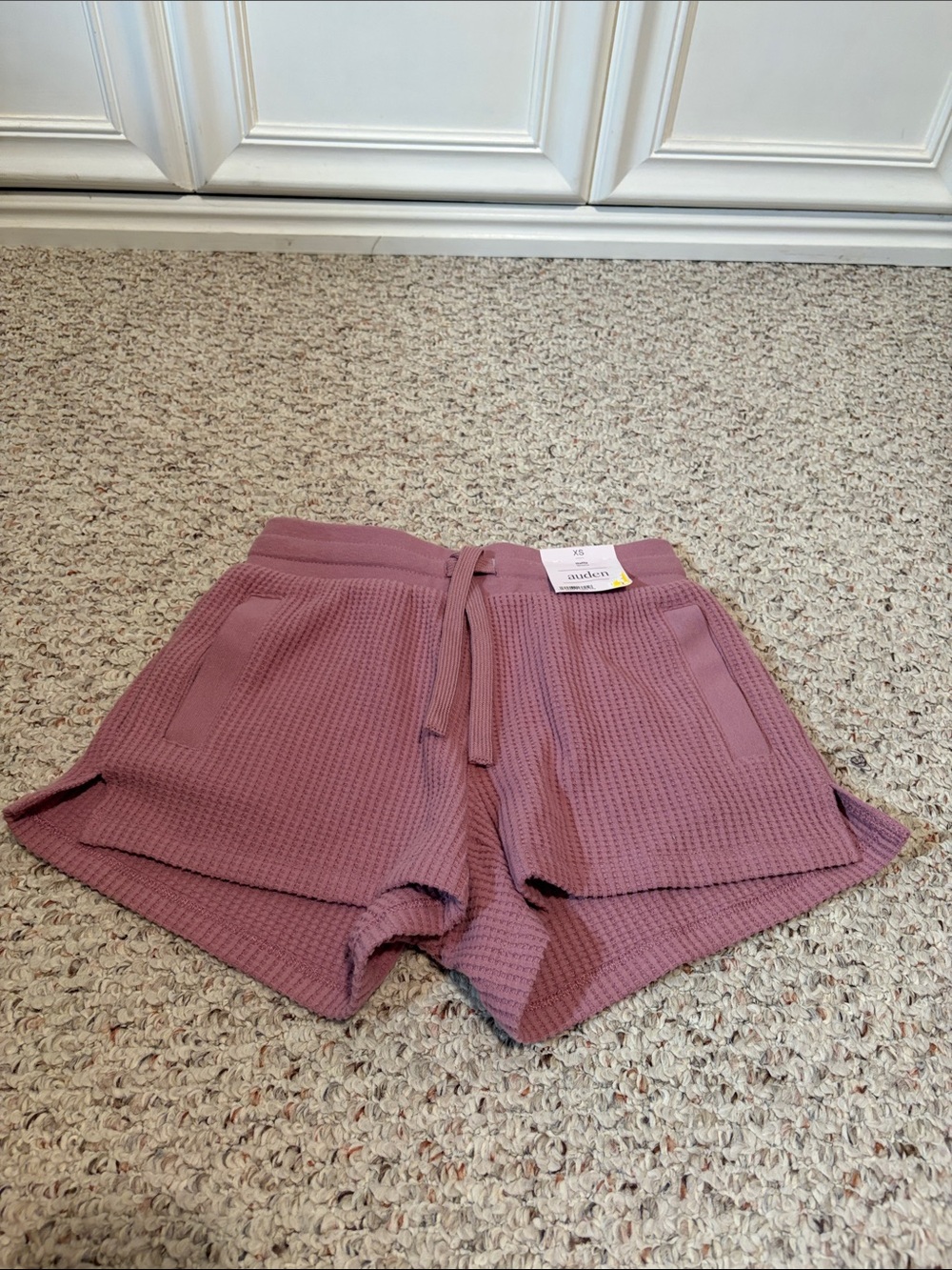 Auden Mauve Waffle Knit Drawstring Athletic Shorts